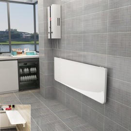 Folding Wall Table Wall Mounted Folding Table Wall Folding Table Drop Down Wall Mounted Table Suitable for Office Study Bedroom Kitchen Dining Room Laundry And Other Places White 27.6"D x 19.7"W