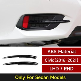 BRMYL Car Rear Bumper Reflector Fog Bezel Decals for 2016-2021 Honda Civic 10th Gen Accessories ABS Carbon Fiber Exterior Stickers