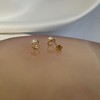 9ct Gold Freshwater Pearl Open Circle Stud Earrings