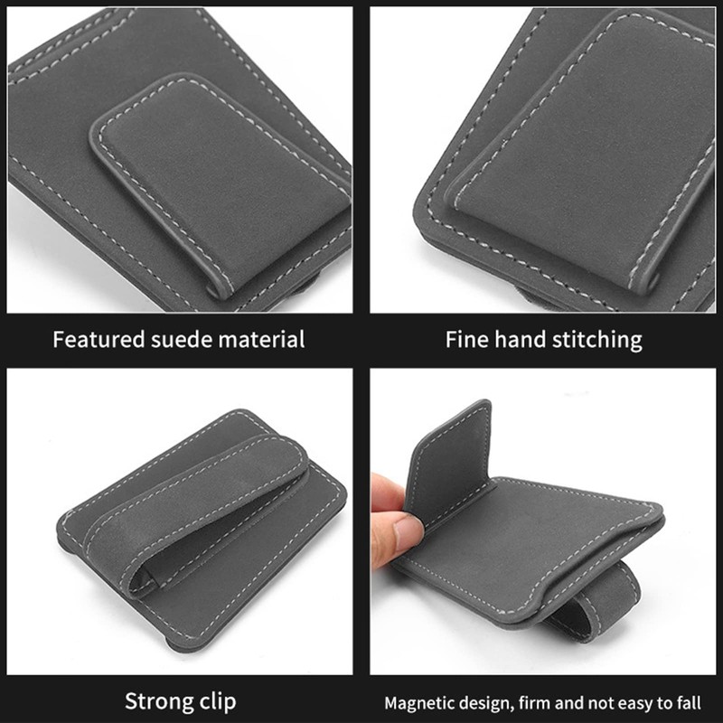 Ompellus Glasses Holder for Car Sun Visor, Multifunctional Leather Eyeglasses