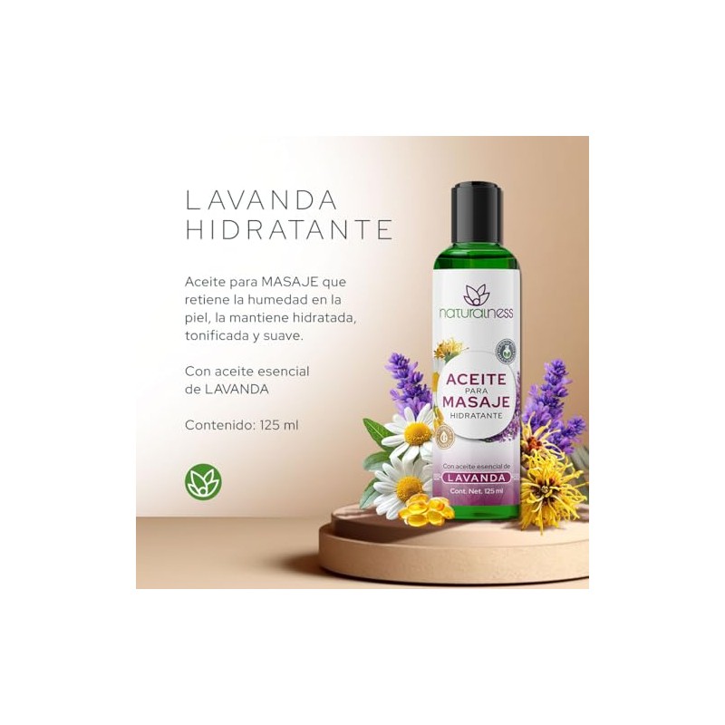 Naturalness Aceite para Masaje Corporal Hidratante con Manzanilla, Hamamelis y