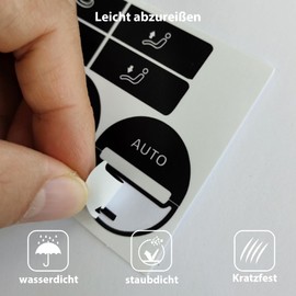 Buaak Car Matte Black Worn Button Repair Kit Sticker, Compatible with VW Volkswagen Touareg 2004-2009, Button Repair Sticker Car Interior, Sticker Decals, Repair Sticker