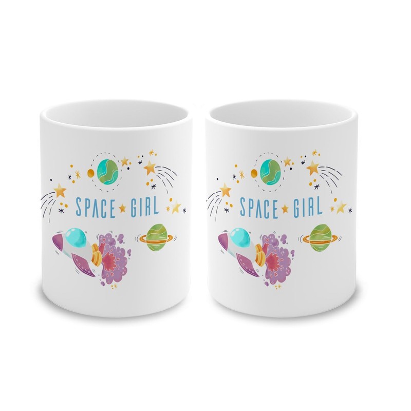 Fabulous Ceramic Pen Pot - Space Girl Rocket Moon Planet