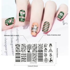 SILPECWEE 6 Pieces Christmas Nail Stamping Plate Holiday Nail Stamp Snowflake Santa Claus Nail Design Stamp Stencils Nail Art Template Nail Art Stamping Kit Nail Art Tools