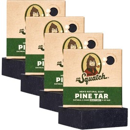 4-Pack Single Scent Natural Bar Soap - Dr. Squatch:_4-Pack Pine Tar Natural Bar Soap