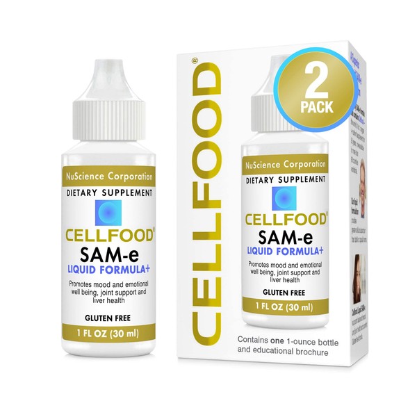 Cellfood SAM-e Liquid Formula+ - 1 fl oz, Pack of 2 -Easier Absorption & Better Bioavailability - Gluten Free, Non-GMO - 60-Day Supply