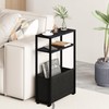Leomonio Black Side Table, Slim Side Table with Magazine Rack,