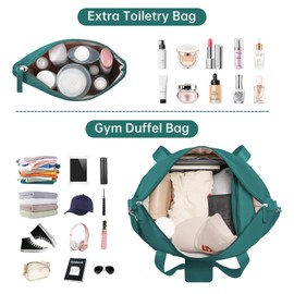 ETRONIK Gym Bag for Women, Travel Duffel Bag with USB Charging Port, Weekender Overnight Bag with Wet Pocket & Shoes Compartment for Women, Travel, Gym, Yoga (Malachite Green)