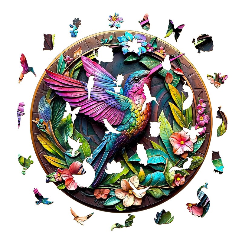 KaayeeWood Holzpuzzle Erwachsene,300 Teile Bunter Kolibri Holz Puzzle