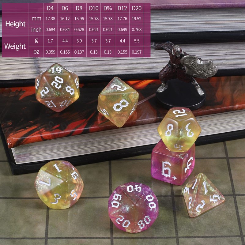 CiaraQ DND Polyhedral Dice Set with Dice Bag for Dungeons