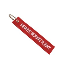 HiCollie Key Chain Tag Keychain Self-Defense Force Goods Flag Key Holder REMOVE BEFORE FLIGHT (Embroidery Type), Set of 5 (Red)