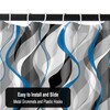 Renaiss 72x72 Inches Blue and Grey Shower Curtain Abstract Striped