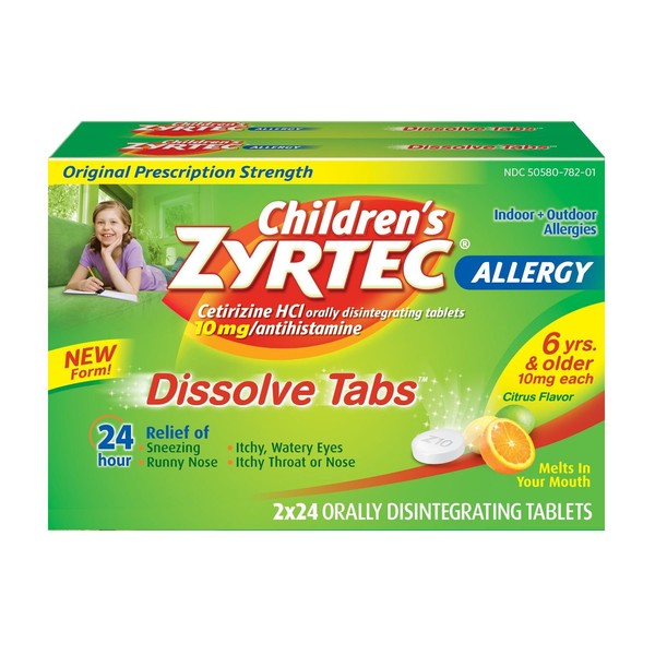 Zyrtec Childrens 24HR Allergy Dissolve Tablets, Citrus Flavor (48 ct.) by Zyrtec
