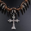 NAMEOF Leopard Y2K Grunge Gothic Choker Women's Studded Cross Necklace