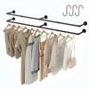 Crehomfy Industrial Pipe Clothes Rack with 3 S-shaped Hooks, 72’'L