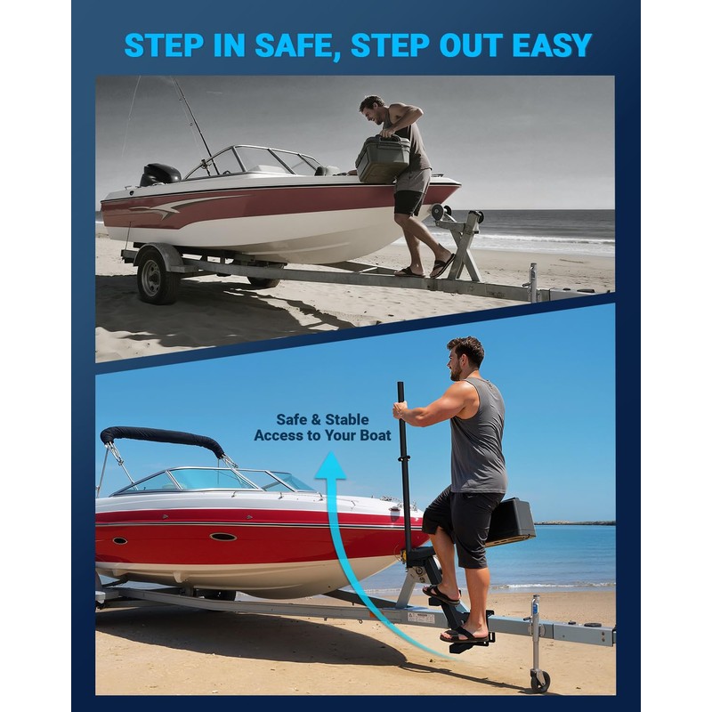 Toplamper Boat Trailer Steps with Handrail Heavy-Duty Boat Boarding Step