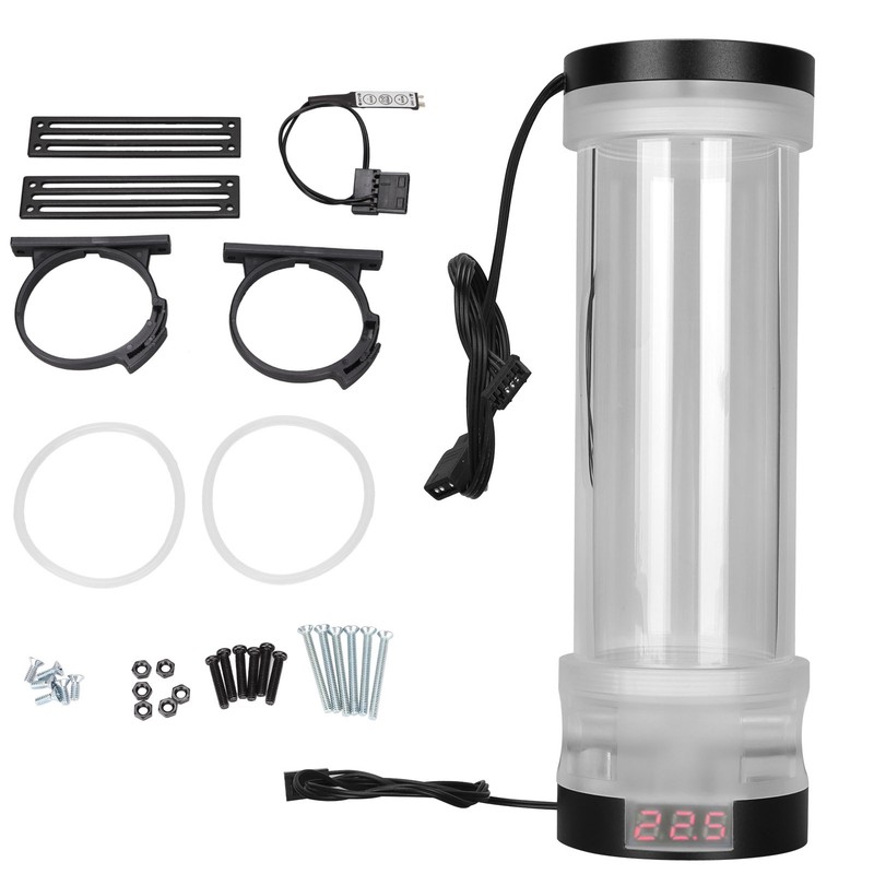 Water Cooling Tank Transparency 210mm Cylinder Temperature Display Reservoir Water