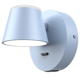 URSOLA Wall Light LED Wall Sconce with On/Off Switch USB Charging Port 110 Volt Hardwired Wall Lamp 350 Rotatable Up Down Sconces Wall Lighting (Blue)