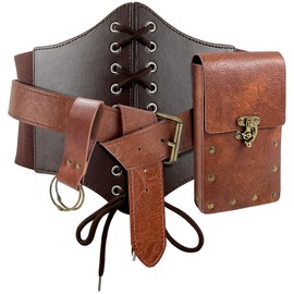 PEKVU Womens Corset Belt Renaissance Belt, Women Belt Pouch Waist Bag Phone Holder Medieval Christmas Costume Accessories Christmas Gifts (L-Waist/35..2"-43.2")