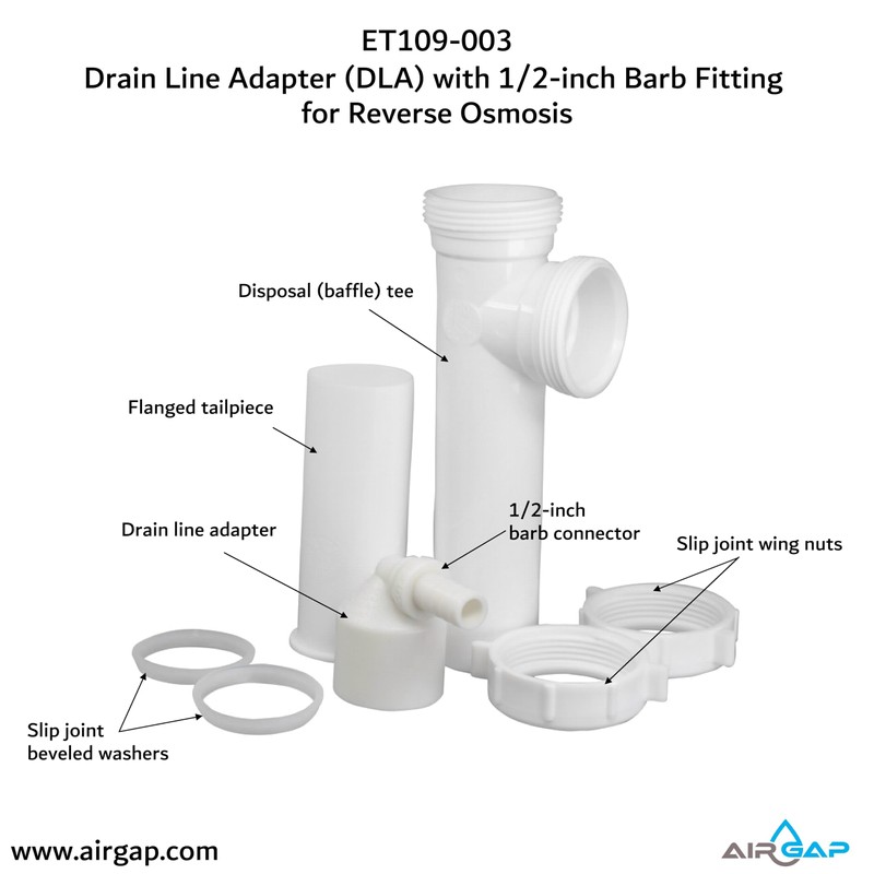 Drain Line Adapter (DLA) with 1/2-inch Barb Fitting (ET109-003, 9-50B,