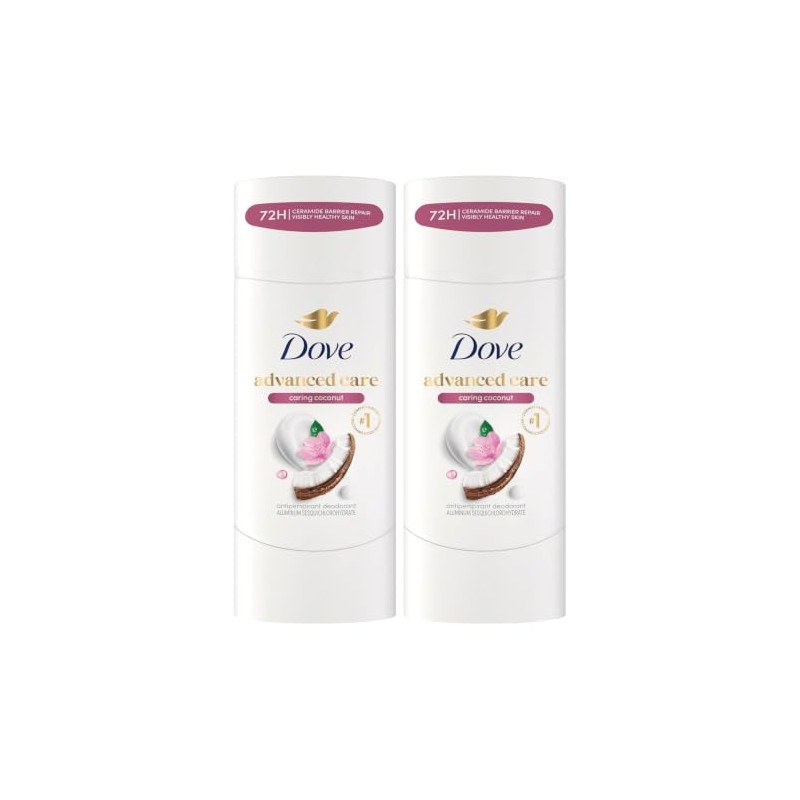 Dove Advanced Care Antiperspirant, Caring Coconut, 2.6 oz, Twin Pack