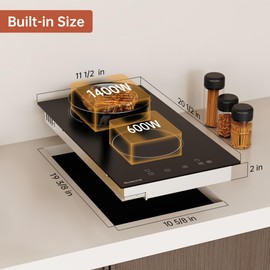 Gudsunal 2 Burner Electric Cooktop, 2000 Watt, 110V with Plug,12 Inch Touch Control Electric Stove Top for Countertop & Built-in Use, Timer, Child Lock, Hot Surface Indicator Included,Matte Black