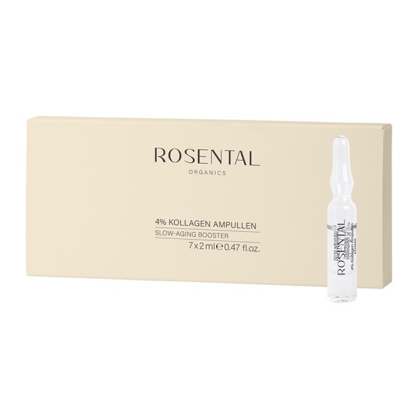 ROSENTAL Organics 4% Collagen Ampoules (7 x 2 ml) Collagen and Rose Water for a Younger-looking Skin Complexion Natural Cosmetics Vegan 100% Natural