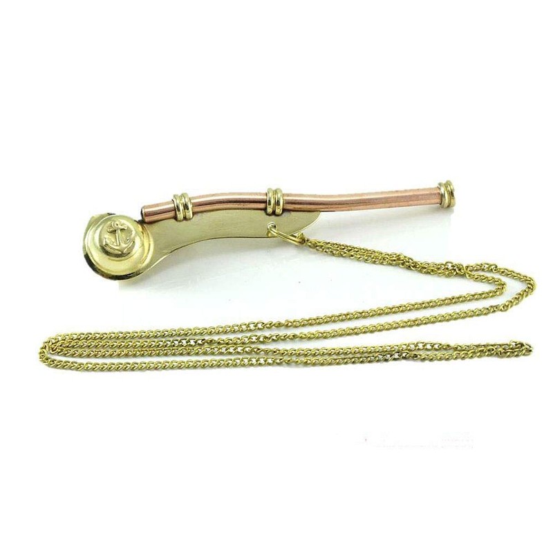 Bosun's Whistle Brass & Copper Boatswains Pipe with Storage Box