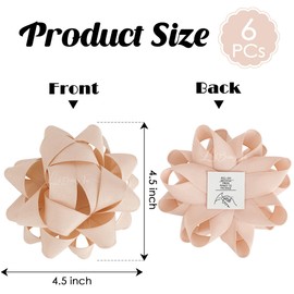 LiBongTa 4.5 Inch Rose Gold Bow for Gift Grosgrain Ribbon Present Bow, Baby Shower Bow for Gift Wrapping, Decorative Bow, Self Adhesive Bows, Gift Bow Assortment, Pack of 6