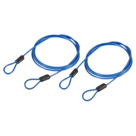 M METERXITY 2 Pcs Security Cables - Plastic Coated Steel Locking Rope Apply to Outdoor/Bicycle/Travel (2.5mmx1m, Blue)