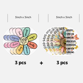 6 x God Says You are Sticker, Bible Verse Scripture Sticker, Christian Gifts Decorate Books Laptop Phone, Water Bottles Stickers, Waterproof Vinyl God Jesus Stickers, Affirmation Decal for Girls