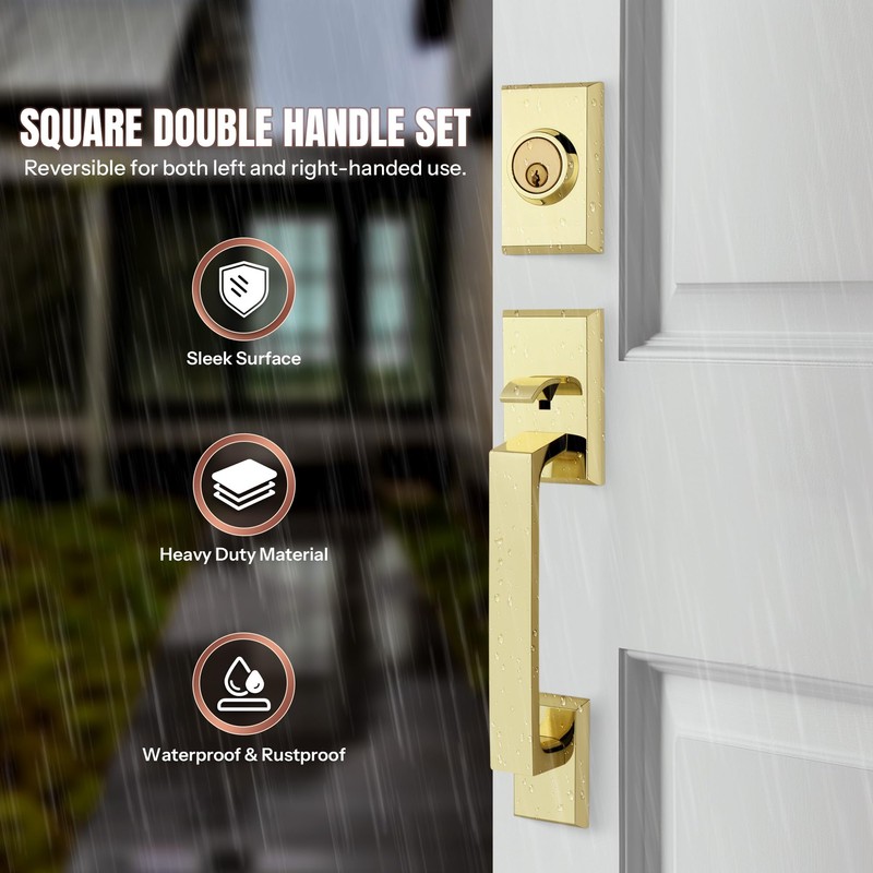 LOQRON Double Front Door Lock Set, Keyed Entry Front Door