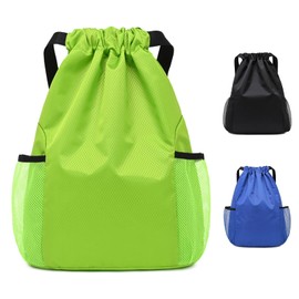 Grantop Drawstring Waterproof Bags, String Swim PE Bag, Oxford fabric Backpack Bags for men and women, for Sports School Beach Holidays Swimming Travel (Green, S)