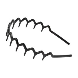 WOVOWOVO Zig Zag Headbands, 2PCS Plastic Wavy Hair Band with Teeth, Comb Headbands for Women and Men, Classic 90s Hairband Hair Styling Accessories (Black & Brown)