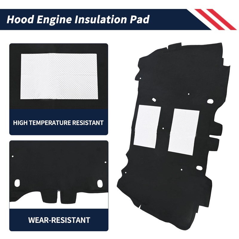 Hood Engine Insulation Pad Compatible with Jeep Wrangler JK 2007-2017