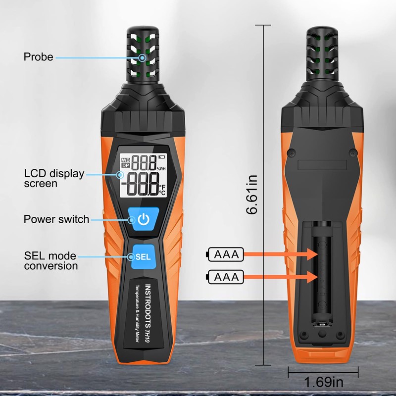 INSTRODOTS Temperature Humidity Meter, High Precision Thermometer Hygrometer with Ambient,