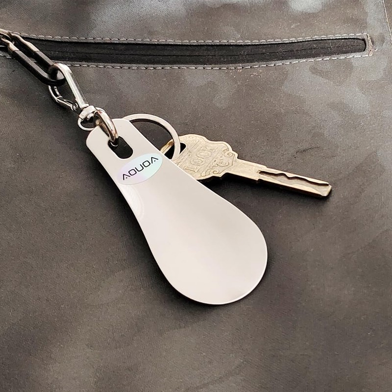 AOUOA Shoehorn Portable Key Holder, Stainless Steel, Short Spatula, Lightweight,