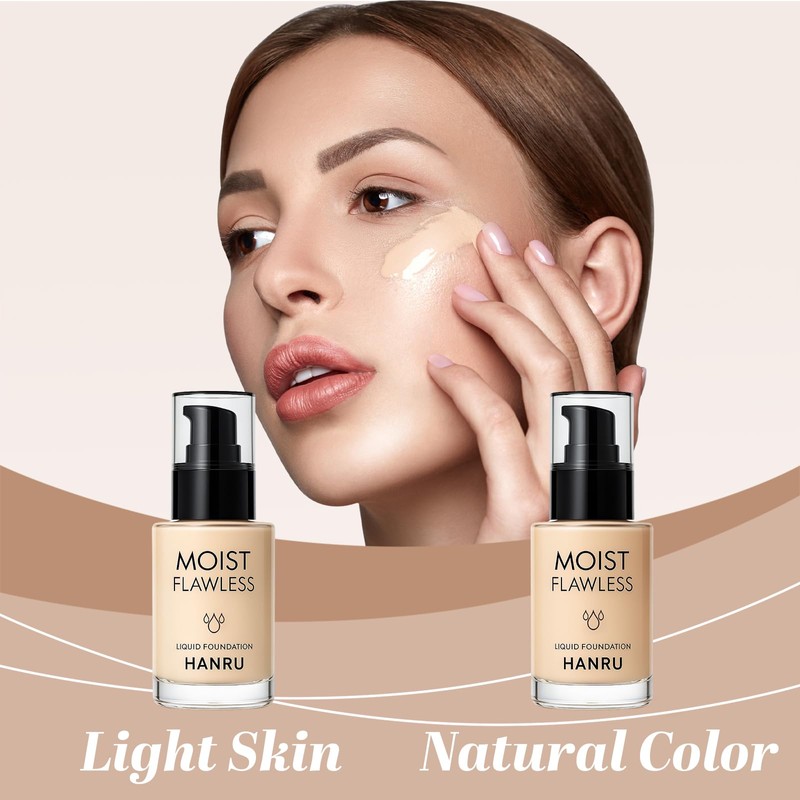 AmiCera Foundation Set, 4Pcs Liquid Foundation Sets Matte Liquid Full