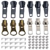 Zip Repair Kit, 58Pcs Metal Zipper Pull Replacement, Copper Zipper