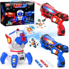 VATOS Rechargeable Laser Tag Set, 2 Infrared Laser Tag Guns, Interactive Projection with LED Score Display & 3 Target Cards, Kids Adults Shooting Battle Game, Family Fun Toys Gift for Boys Girls 6+