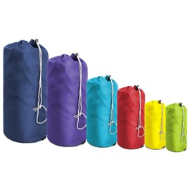 BeeGreen Ditty-Bags-Stuff-Cinch-Bags-for-Backpacking 6 Pack Small Drawstring Bags with Dust Flap Compression Sack Bags Foldable Lightweight