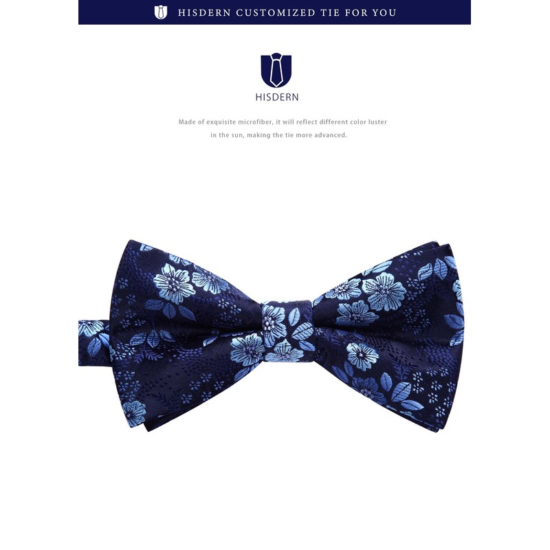 HISDERN Men's Bowtie, One-Touch Bowtie, with Chief, Adult, Weddings, Hook
