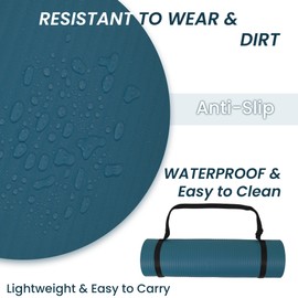 Aurorafy Yoga Mat 1/2-Inch Extra Thick High-Density Exercise Mat with Non-Slip Surface & Carry Strap for Men & Women Tear-Resistant Pilates Workout Mat for Home Gym, Floor Fitness, Navy Blue