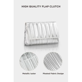 BABEYOND Clutch Purses for Women - Evening Bag Pleated Flap Clutch for Formal Party Cocktail Prom Wedding Handbags (Silver)