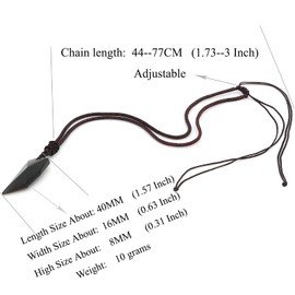 Thajaling Wolf Tooth Obsidian Crystal Gemstone Amulet Pendant, Obsidian Couples Necklace, Natural Crystal Stone Necklace Jewelry for Men Women 1.57"*0.67"*0.31"