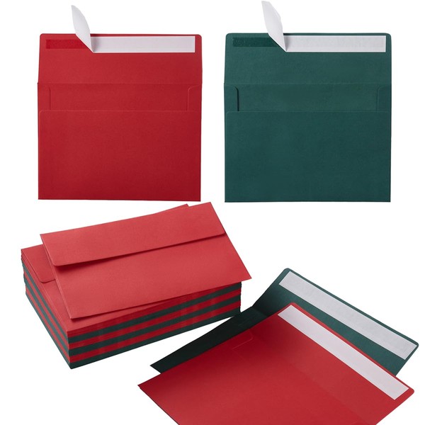 Wishop 100 Pack Christmas A7 Envelopes Self-Adhesive 5x7 Envelopes for