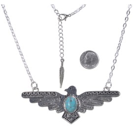 ViciBeads Necklace, Big and Bold 3"+ Southwestern Thunderbird with Turquoise Magnesite Antique Silver Colored (Not tarnished) Pendant with Chain 23"+GIFT BAG