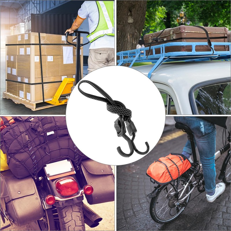 QWORK Bungee Cords with Hooks, 4 Pack 40" Adjustable Elastic