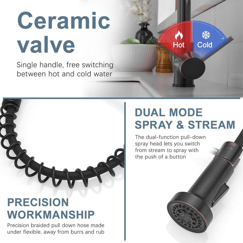 Oil Rubbed Bronze Kitchen Faucet,AIMADI Commercial Single Handle Single Hole