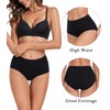 wirarpa Women's Cotton Underwear Black High Waist Briefs Ladies Soft